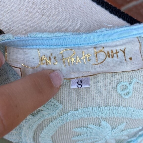 Jen's Pirate Booty Mint Green Lace Embroidered Drop Waist Mini Dress Women's SM - Picture 9 of 10